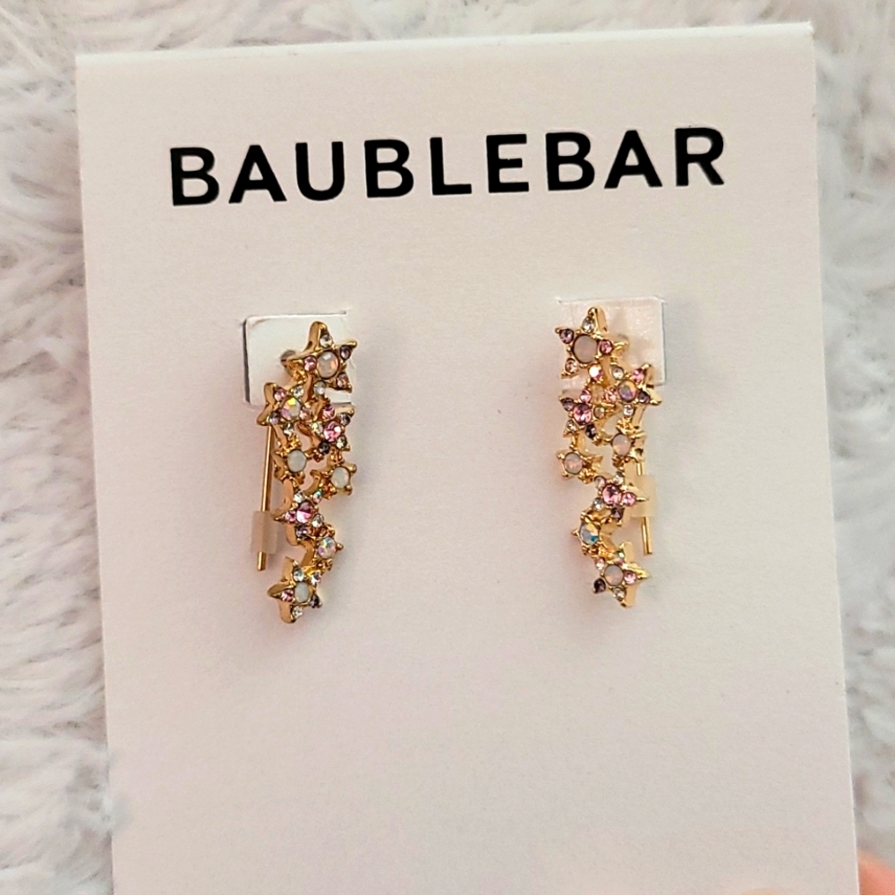 BAUBLEBAR STARBURST CUBIC ZIRCONIA & CRYSTALS EAR CRAWLER EARRINGS NWOT